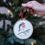 Personalised Robin 1st Christmas Tree Hoop Decoration, thumbnail 1 of 3
