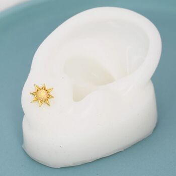Starburst Opal Stud Earrings In Sterling Silver, 8 of 11