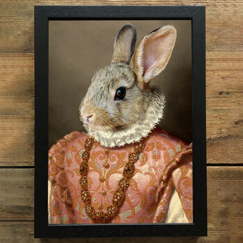 Rabbit Vintage Portrait Print, 2 of 3