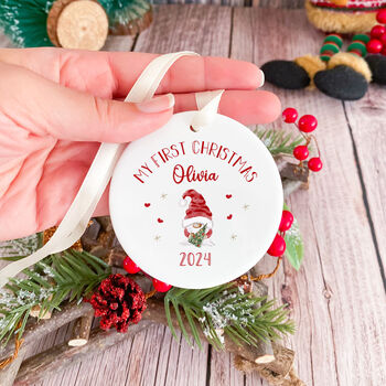 First Christmas Gnome Ornament Gift With Name, 6 of 7