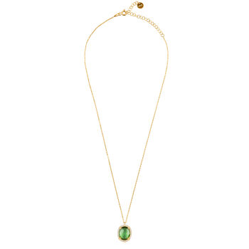 Beatrice Oval Gemstone Necklace Gold Plated Silver By Latelita