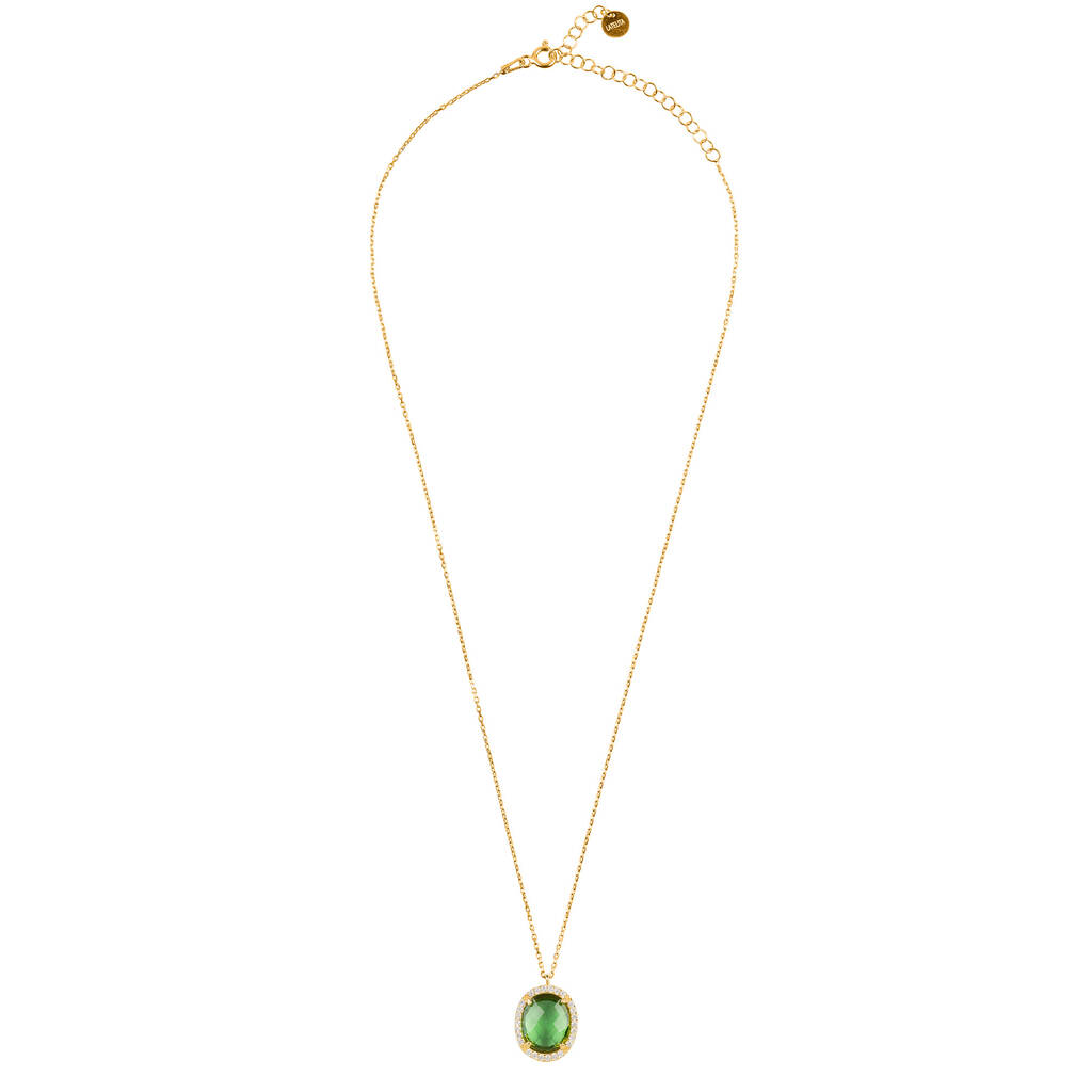 Beatrice Oval Gemstone Necklace Gold Plated Silver By Latelita