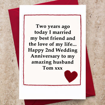 Personalised 2nd Wedding Anniversary Card, 2 of 5
