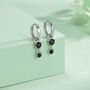 Double Black Cz Huggie Hoop Earrings In Sterling Silver, thumbnail 1 of 11