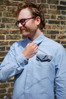 Mens Blue Floral Print Pocket Square, 4 of 8