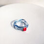 Blue Resin Ring With Red Rhinestone, thumbnail 1 of 6