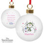 Personalised The Snowman And The Snowdog Pink Bauble, thumbnail 5 of 5