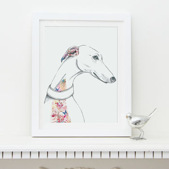 Personalised Pet Portrait Greyhound, 2 of 4