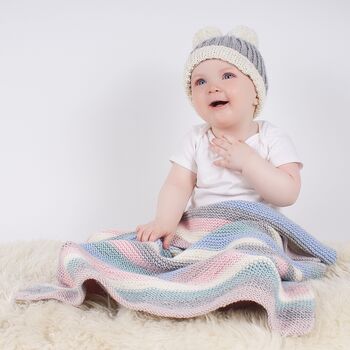 Stripy Baby Blanket Knitting Kit, 8 of 9