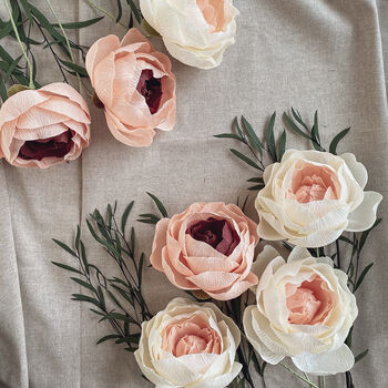 Paper Peony Bouquet With Preserved Eucalyptus, 6 of 6