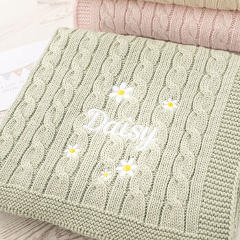 Personalised Daisy New Baby Blanket Gift, 2 of 12