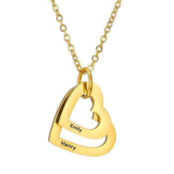 Personalised Double Hearts Pendant Engraved Necklace, 3 of 4