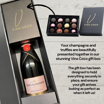 Vino Coco Moët And Chandon Pink Champagne And Truffles Gift Set, 7 of 8