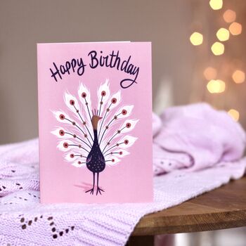 Happy Birthday Little Peacock Greetings Card, 2 of 5