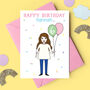 Personalised Girl With Balloons Birthday Card, thumbnail 1 of 4