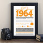 Personalised 60th Birthday Gift Print Life In 1964, thumbnail 3 of 10