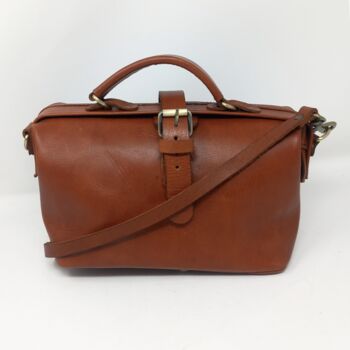 Small Tan Brown Doctor Bag Crossbody Handheld, 7 of 7