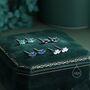Sterling Silver Sapphire Blue Cz Lotus Flower Screw Back Earrings, thumbnail 3 of 12