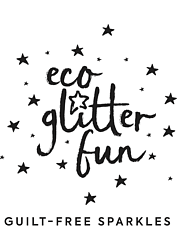 Eco Glitter Fun black and white logo with stars
