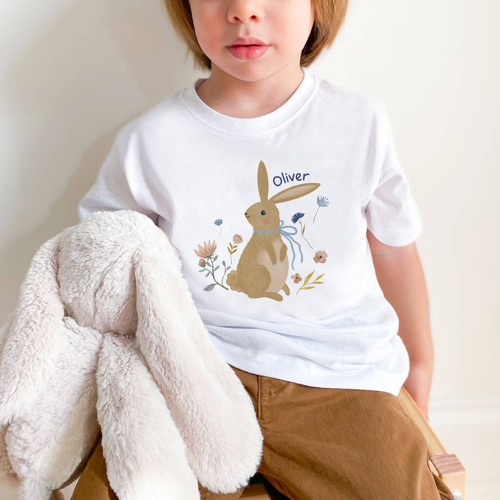 Personalised Easter Bunny T Shirt With Boy Or Girl Name, 1 of 9