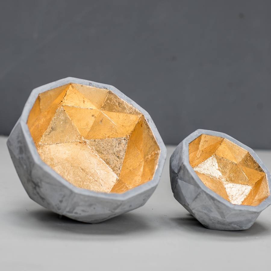 geometric gold inlay concrete bowl by marquis & dawe