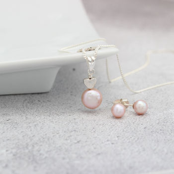 Pink Pearl Pendant With 6mm Stud Set, 3 of 12