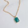 The Rectangle Green Onyx Necklace, Gold Plated, thumbnail 1 of 9