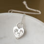 Silver Hand And Footprint Heart Padlock Necklace, thumbnail 1 of 6