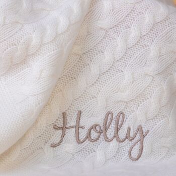 Personalised Cable Knit Cashmere Baby Blanket, 3 of 11