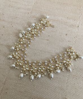Kundan Gold Plated Pearl Ear Chains/Kaan Chain, 2 of 4