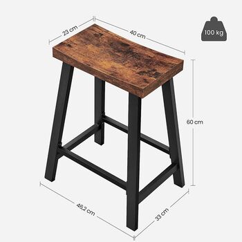 Set Of Two Bar Stools Saddled Kitchen Seat Chairs, 8 of 8