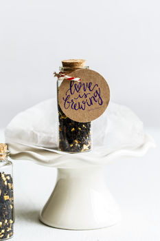 Cute Wedding Favour Tea In Glass Bottle With Cork, 9 of 12
