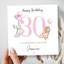Cats 30th Birthday Card, Personalised Pink Cat Lover Birthday Card, thumbnail 1 of 3