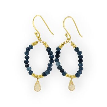 18ct Gold Plated Sapphire And Citrine Drop Earrings, 2 of 6