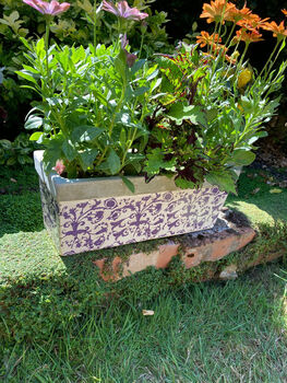 Aged Blue And White Ceramic Rectangular Planter – 40cm, 4 of 5
