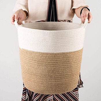 Storage Laundry Cotton Rope Basket With Handles, 3 of 4