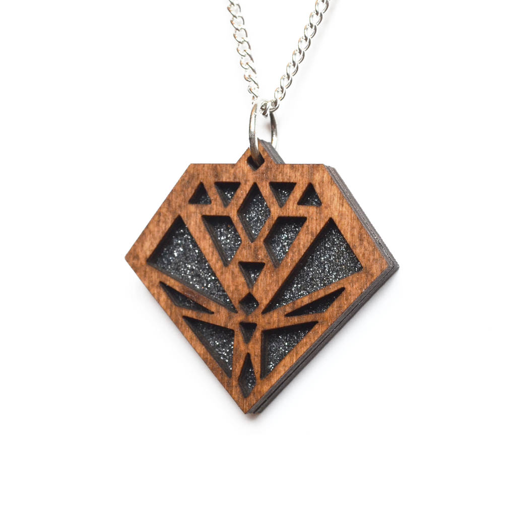 Contemporary Geometric Diamond Pendant Necklace D7 By Lady K Designs ...