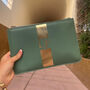 Personalised Stripe Saffiano Leather Clutch Bag Zip Pouch, thumbnail 3 of 4