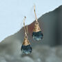 Navy Quartz Drop Earrings, thumbnail 1 of 5