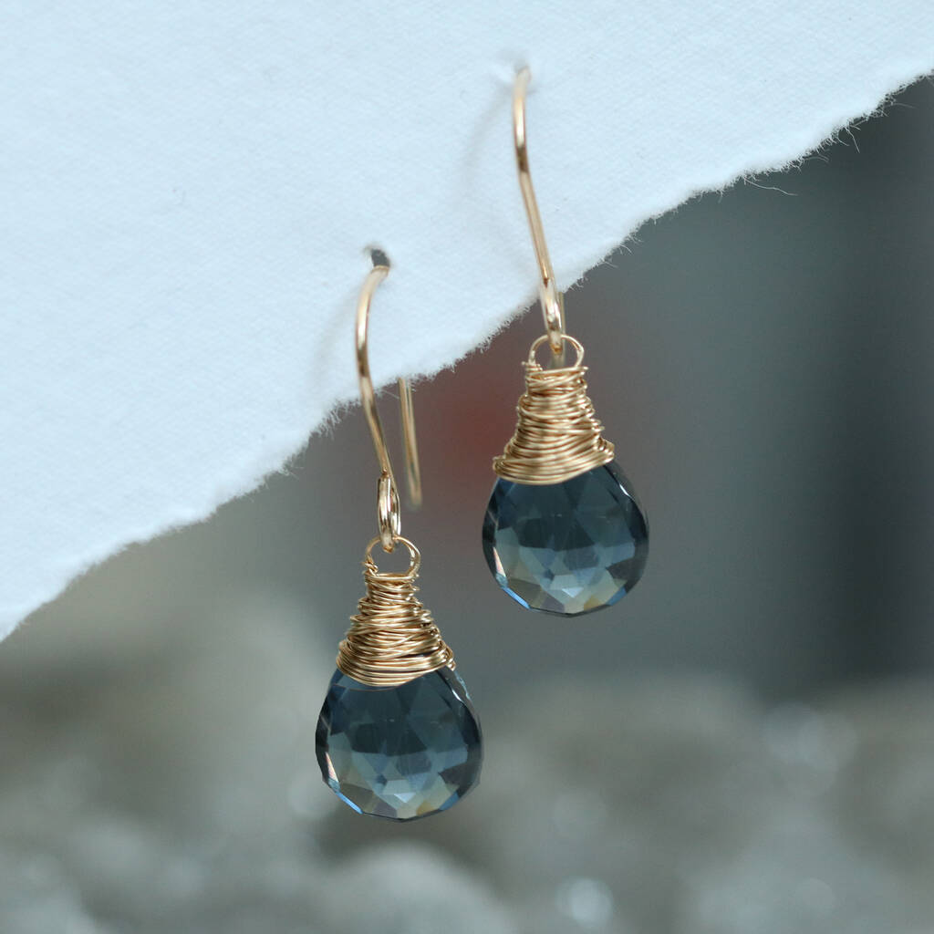 Navy Quartz Drop Earrings, 1 of 5