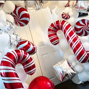 Large Candy Cane Christmas Balloon Decorations, 5 of 6