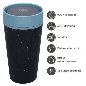 Leak Proof Reusable Cup 12oz Black And Faraway Blue, 2 of 6