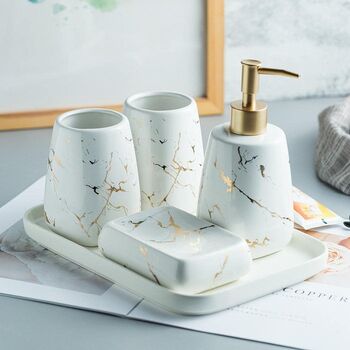 White Three Piece Ceramics Bathroom Accessories Set, 5 of 6