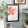 Customisable Heart Shaped Watercolour Map Print, thumbnail 2 of 6