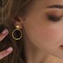 14 K Gold Hoop Sunburst Stud Hoop Earrings, thumbnail 6 of 8