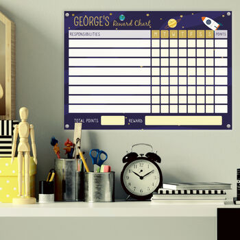 Personalised Acrylic Space Themed Kids Responsibility Chart, 3 of 7