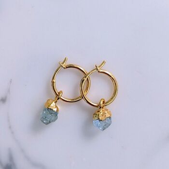 March Birthstone Earrings, Aquamarine, Gold Plated, 3 of 7