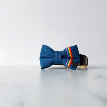Rainbow Denim Dog Bow Tie, 4 of 4