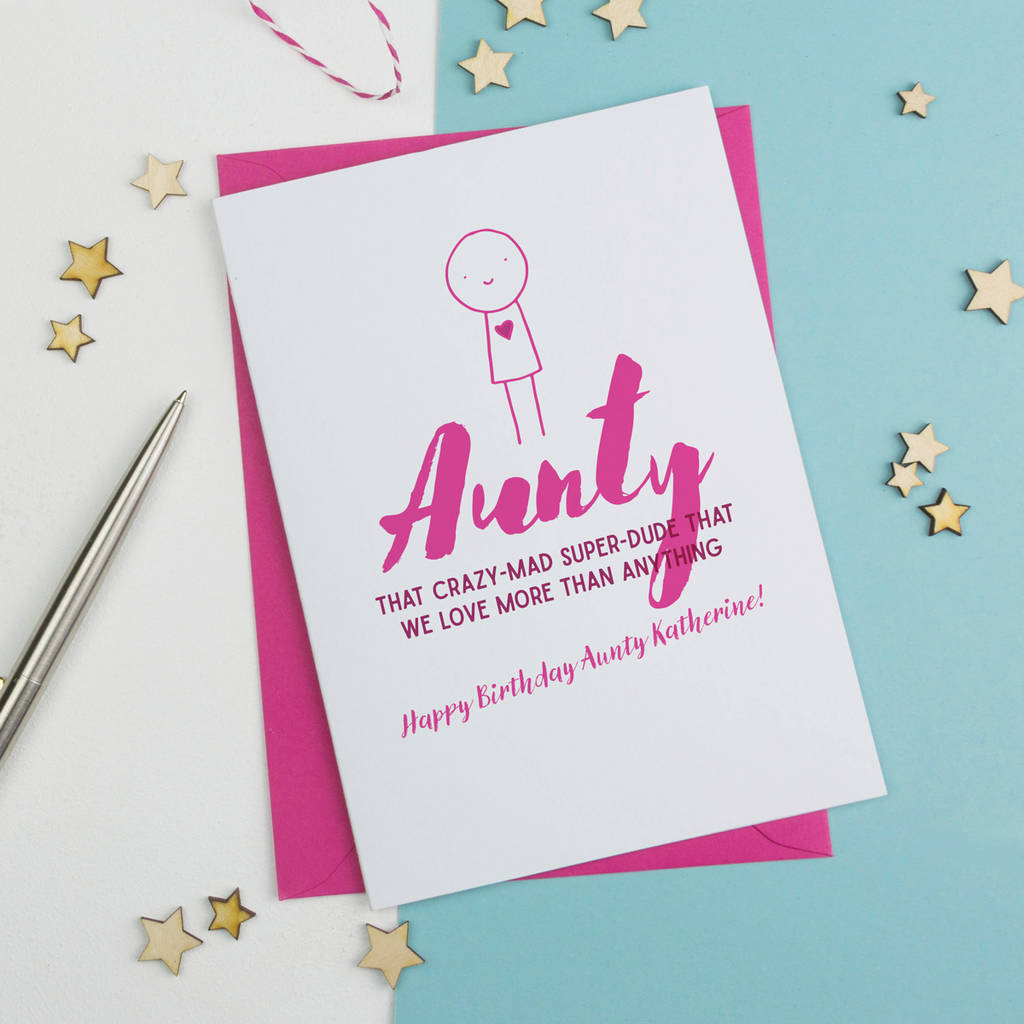 Personalised Auntie Character Birthday Card By A Is For