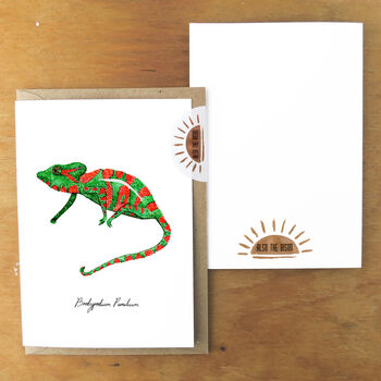 Camouflage Cape Dwarf Chameleon Greetings Card, 5 of 7